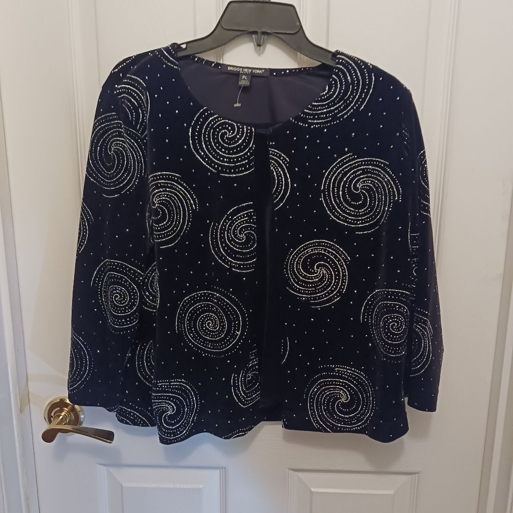 Vintage Briggs New York Women's Size LP NWOT Velvet Cardigan Black Goth Dreamy